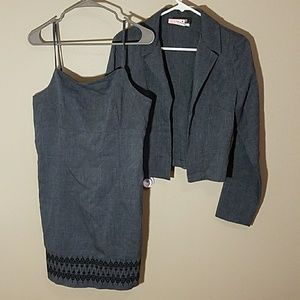 Gray 2-piece dress jacket suit sz 13